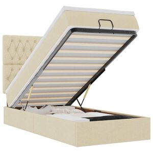 vidaXL Cadru de pat otoman cu saltea crem 90x190cm stofa