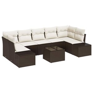 vidaXL Set de canapele pentru grădină 8 pcs Maro și Crem poliratan
