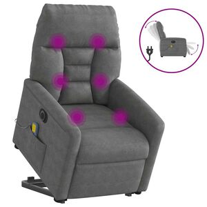 vidaXL Fotoliu masaj rabatabil electric cu ridicare, gri, microfibră