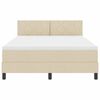 vidaXL Pat cu arcuri cu saltea cu headboard Crem 140 x 200 cm țesătură