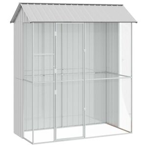 vidaXL Cușcă pentru păsări Gri 215 x 110 x 247 cm Oțel Galvanizat