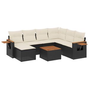 vidaXL Set mobilier de grădină cu perne, 8 piese, negru, poliratan