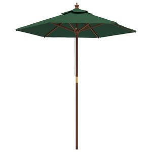 vidaXL Umbrelă de soare de grădină st&acirc;lp din lemn, verde, 196x231 cm