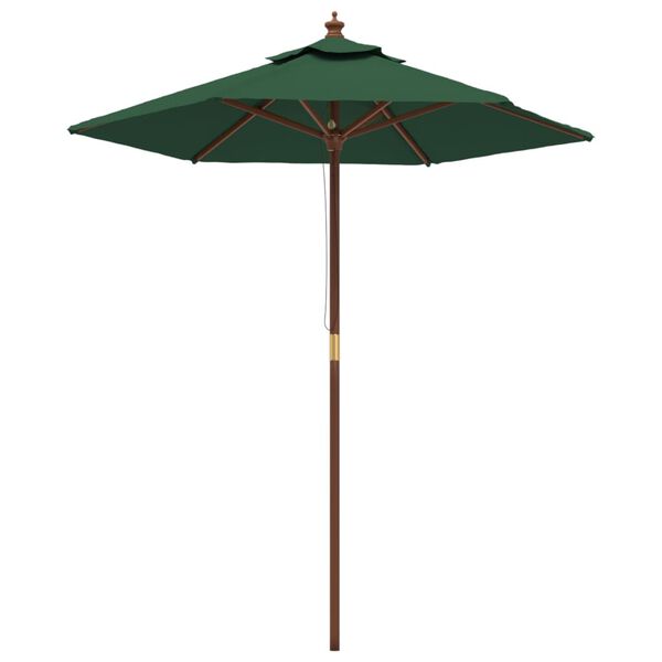 vidaXL Umbrelă de soare de grădină st&acirc;lp din lemn, verde, 196x231 cm