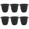 vidaXL Ghiveci rotund pentru flori 6 pcs Negru &Oslash; 26 x 21.5 cm Plastic