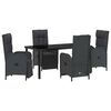 vidaXL Set de masă pentru grădină cu pernă 5 pcs Negru poliratan