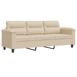 vidaXL Canapea cu 3 locuri, crem, 180 cm, țesătură microfibră