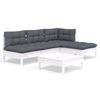 vidaXL Set mobilier grădină cu perne, 5 piese, alb, lemn de pin