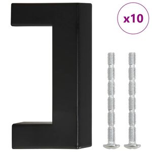 vidaXL M&acirc;nere de dulap, 10 buc., negru, 64 mm, oțel inoxidabil