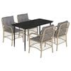 vidaXL Set mobilier pentru grădină, 5 piese, cu perne, bej, poliratan