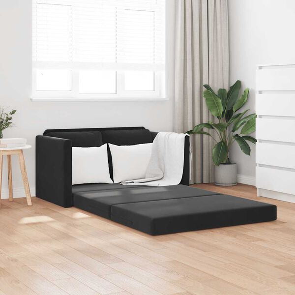 vidaXL Canapea extensibilă 2 &icirc;n 1, negru, 122x204x55 cm catifea