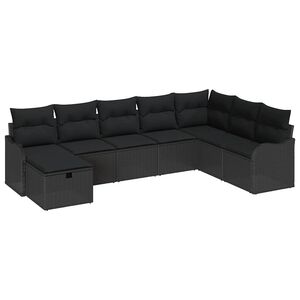 vidaXL Set de canapea cu pernă cu depozitare Manual Negru poliratan