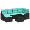 vidaXL Set de canapea cu pernă 7 pcs Negru poliratan