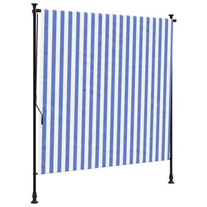 vidaXL Jaluzea rulou de exterior albastru/alb 200x270 cm țesătură/oțel