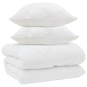 vidaXL Duvet de iarnă cu pernă 3 pcs Alb Microfibră