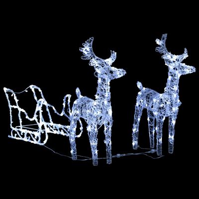 vidaXL Decorațiune de Crăciun cu reni și sanie 160 LED-uri 130cm acril