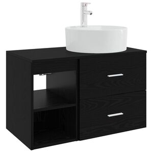 vidaXL Set de mobilier pentru baie 2 pcs Stejar Negru Lemn prelucrat
