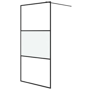 vidaXL Perete cabină duș walk-in negru 100x195 cm sticlă ESG semi-mată