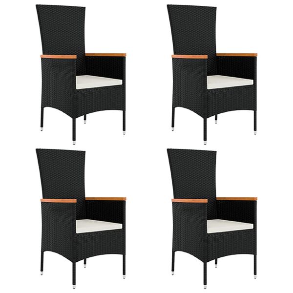 vidaXL Set mobilier de grădină cu perne, 5 piese, negru, poliratan