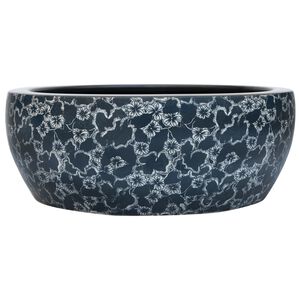 vidaXL Lavoar de blat, negru și albastru, rotund, &Phi;41x14 cm, ceramică