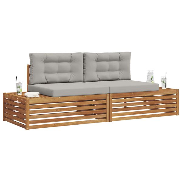 vidaXL Set de canapele de exterior 2 Bucată Gri natural și deschis