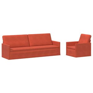 vidaXL Set de canapea 2 pcs Roșu portocalie Țesătură din corduroy