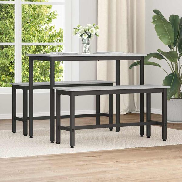 vidaXL Bancă de Dining 2 pcs Gri Sonoma 100 x 32,5 x 48,5 cm