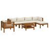 vidaXL Set mobilier grădină cu perne crem, 7 piese, lemn masiv acacia