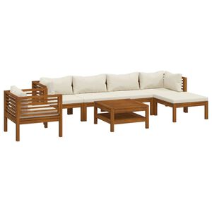 vidaXL Set mobilier grădină cu perne crem, 7 piese, lemn masiv acacia