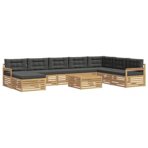vidaXL Set de canapele de exterior 9 buc. Alb și antracit