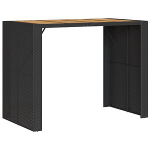 vidaXL Masă bar grădină blat lemn acacia negru 145x80x110 cm poliratan