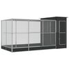 vidaXL Volieră cu extensie argintie 416x203x216 cm oțel