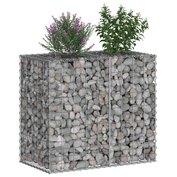 vidaXL Pat ridicat din gabion Argintiu 90 x 50 x 80 cm Oțel Galvanizat