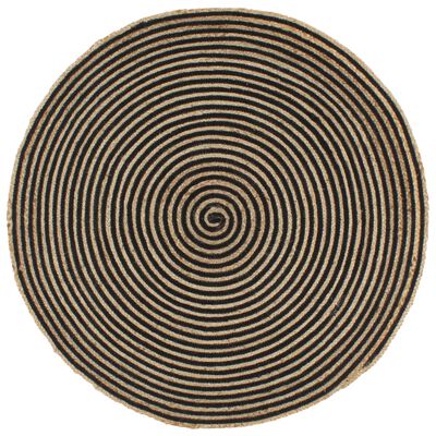 vidaXL Covor lucrat manual cu model spiralat, negru, 150 cm, iută