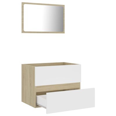 vidaXL Set mobilier baie, 2 piese,alb și stejar Sonoma, PAL