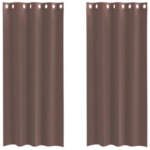 vidaXL Perdele Voile cu Oeli 2 buc Maro 140x225 cm