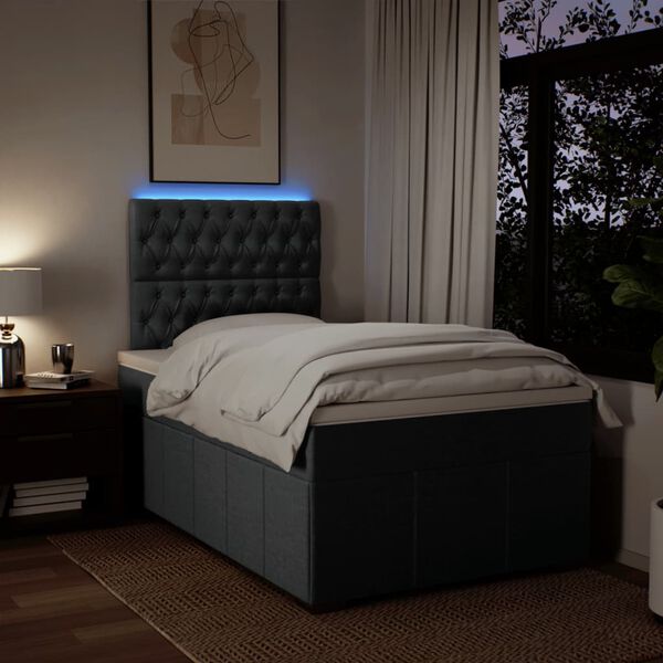 vidaXL Pat box spring cu saltea, taupe, 120x190 cm material textil