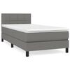 vidaXL Pat box spring cu saltea, gri &icirc;nchis, 100x200 cm, textil