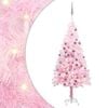 vidaXL Brad Crăciun pre-iluminat cu set globuri, roz, 150 cm, PVC