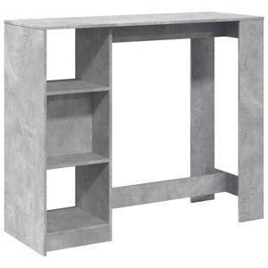 vidaXL Masă de bar cu raft, gri beton, 124x46x103,5 cm, lemn prelucrat