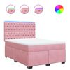 vidaXL Pat box spring cu saltea, roz, 140x190 cm, catifea