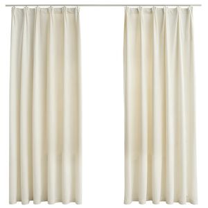 vidaXL Draperii opace cu c&acirc;rlige, 2 buc., crem, 140x175 cm, catifea
