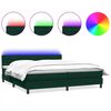 vidaXL Pat cu arcuri cu saltea și LED, verde &icirc;nchis, 180x210 cm, catifea