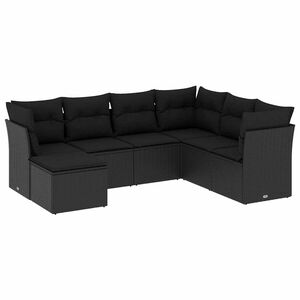 vidaXL Set canapele de grădină cu perne, 7 piese, negru, poliratan