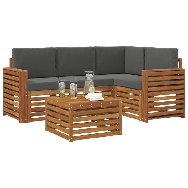 vidaXL Seturi de mobilier 5 pcs Natural și Antracit Lemn compozit