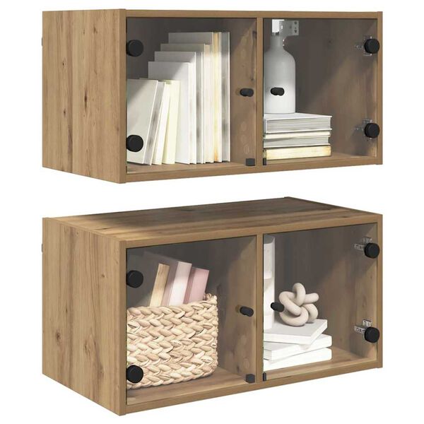 vidaXL Dulapuri de perete 2 pcs Stejar Artizanal 68 x 37 x 35 cm
