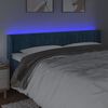 vidaXL Tăblie de pat cu LED, albastru &icirc;nchis, 203x16x78/88 cm, catifea