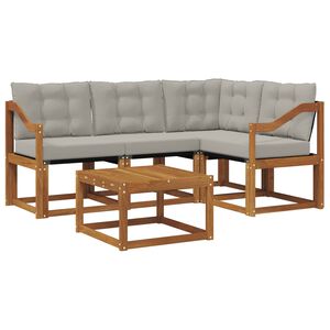 vidaXL Set de canapele de exterior 5 buc. Gri natural și deschis