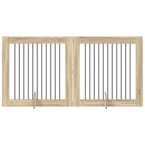 vidaXL Poartă pentru c&acirc;ini cu suporturi 2 pcs Stejar Sonoma