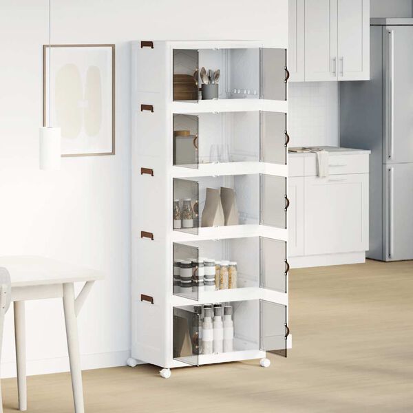 vidaXL Cutie de depozitare stivuită cu roți 5 niveluri 75L 64x40x179cm